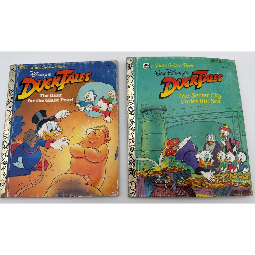Disney DuckTales Little Golden Book Lot Giant Pearl Secret City Under Sea 1991
